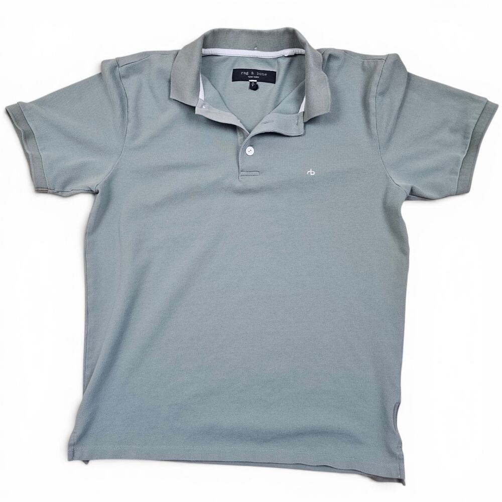 RAG & BONE Polo Shirt Men's S Sage Green Short Sleeve Elevated Designer Stretch